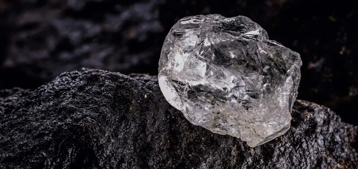 Raw and cut diamonds Raw and cut diamonds